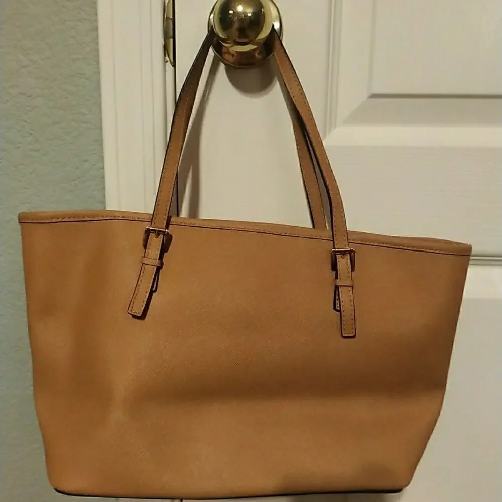 Michael Kors Tan Leather Handbag Large Tote Shopper Bag EUC